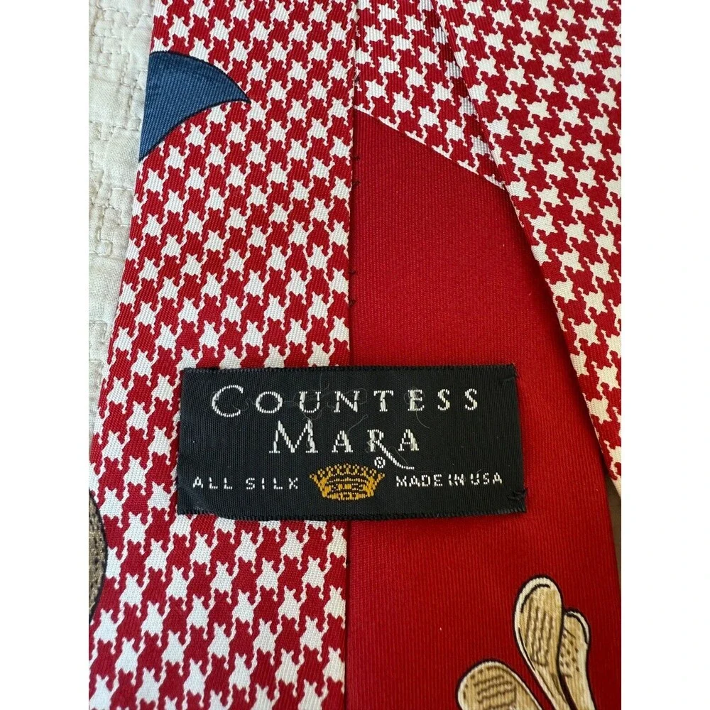 Vtg‎ Countess Mara New York USA Satin Golf Clubs Silk Necktie Tie Men 4